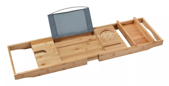 Badewannenablage ausziehbar Bambus