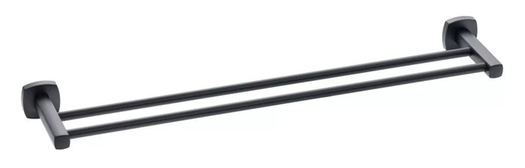 Porte-serviette double Quinto noir mat